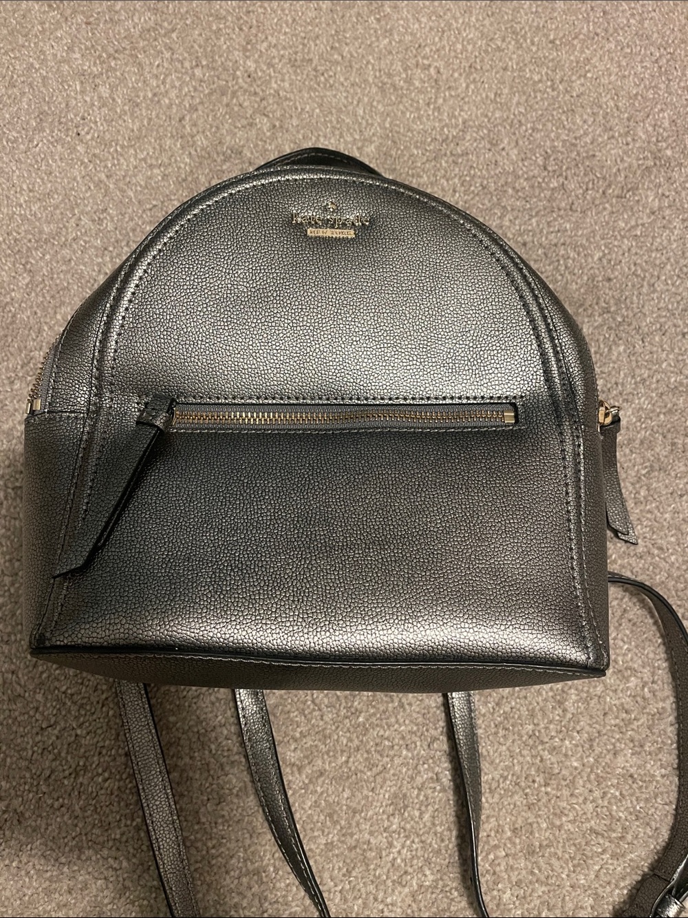 kate spade Black Pebbled Leather Mini Backpack with Gold Hardware